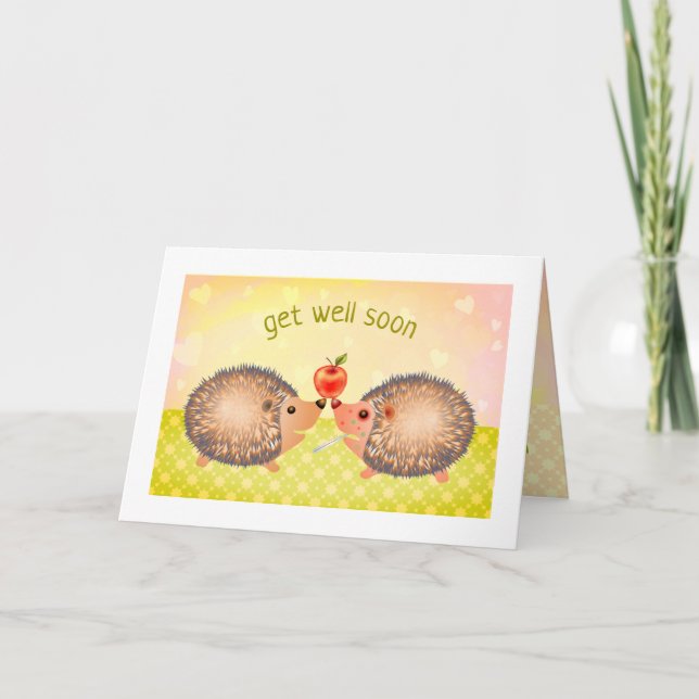 Whimsical Cute Hedgehog Get Well Soon Card (Front)