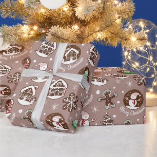 Whimsical Cute Holiday Cookie Pattern Christmas Wrapping Paper