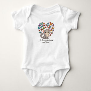Whimsical Cute Kitten with Butterflies & Quote Baby Bodysuit