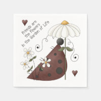 Whimsical Cute Ladybug and Daisy Friendship Quote