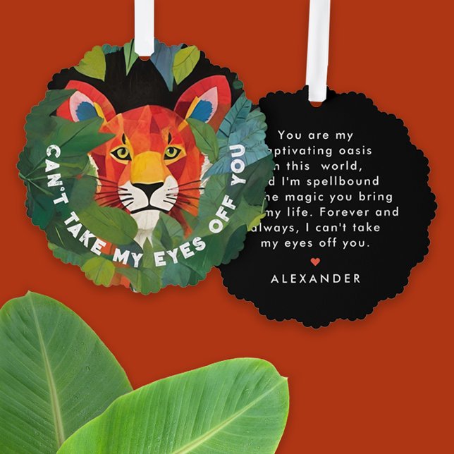 Whimsical Cute Orange Tiger Jungle Love  Tree Decoration Card (Creator Uploaded)