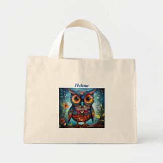 Whimsical Cute Owl Personalized  Mini Tote Bag