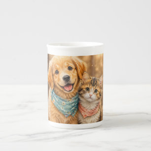 Whimsical Cute Pet Nature illustration  Bone China Mug