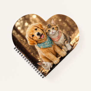 Whimsical Cute Pet Nature illustration Spiral Notebook
