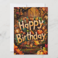 Whimsical Cute Pumpkin Autumn Fall Happy Birthday