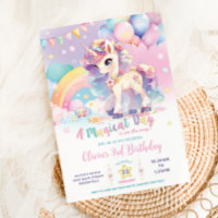 Whimsical Cute Rainbow Unicorn Magical Birthday