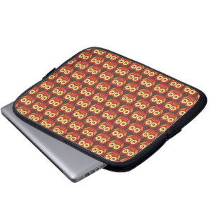 Whimsical Cute Red Owl Pattern Laptop Sleeve