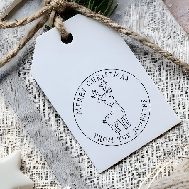 Whimsical Cute Reindeer Merry Christmas Family Self-inking Stamp (Creator Uploaded)