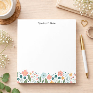 Whimsical Cute Retro Flowers Wildflower Floral Notepad