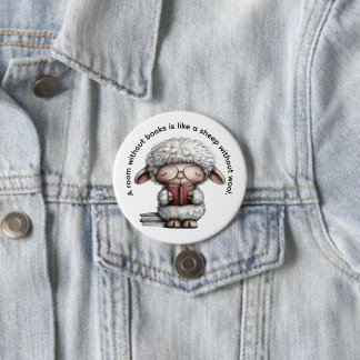 Whimsical Cute Sheep Reading a Book 7.5 Cm Round Badge