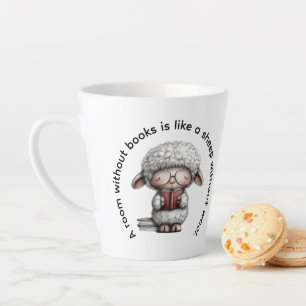Whimsical Cute Sheep Reading a Book Latte Mug