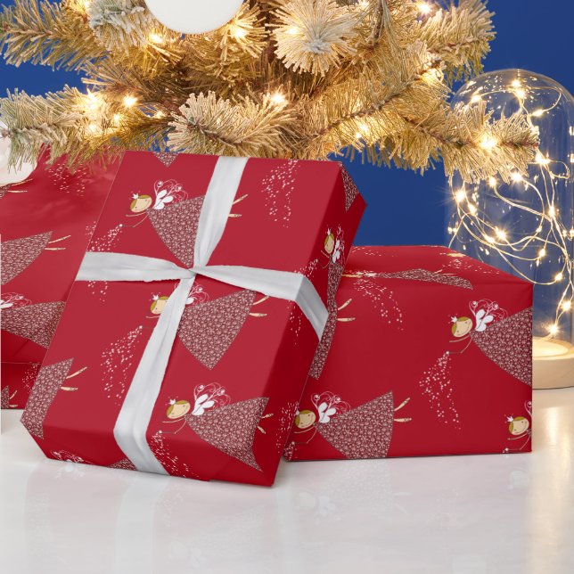 Whimsical Cute Snowflake Fairy Christmas Gift Wrap (Holidays)