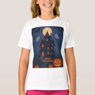 Whimsical Cute Spooky Haunted House Halloween - T-Shirt