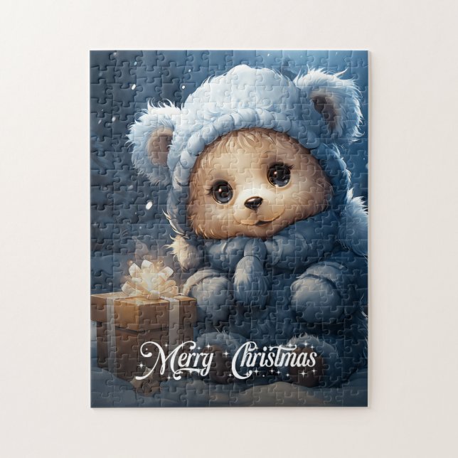 Whimsical cute teddy bear with Christmas gift Jigsaw Puzzle (Vertical)