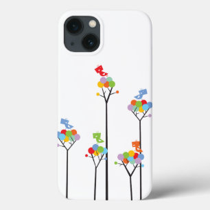 Whimsical Cute Tweet Birds Colourful Fun Tree Dots iPhone 13 Case