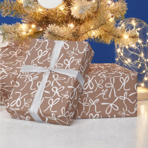 Whimsical Cute White Choco Bows Pattern Hanukkah Wrapping Paper