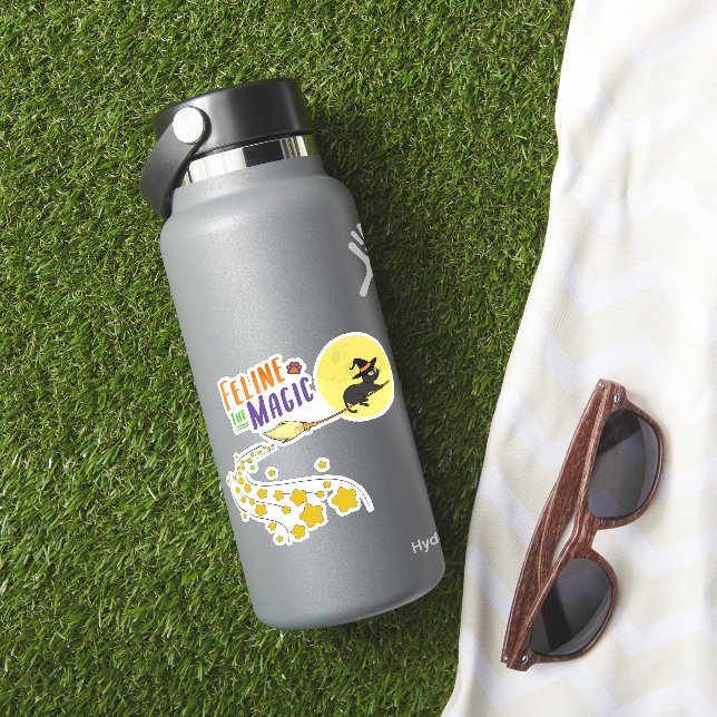Whimsical Cute Witch Black Cat Cartoon Halloween (HydroFlask Insitu)