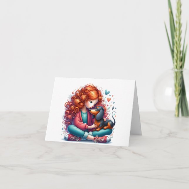 Whimsical Dachshund Any Occasion Card (Front)