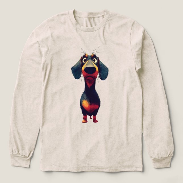  Whimsical Dachshund Character Illustration Tri-Blend Shirt (Design Front)