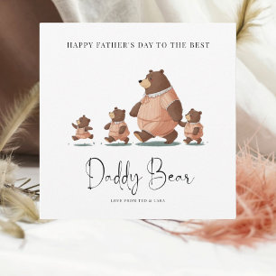 Whimsical Daddy Bear and Cubs Father's Day Card