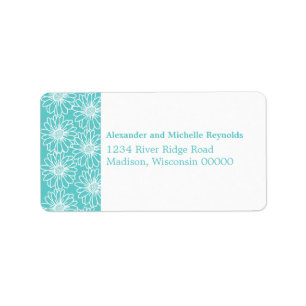 Whimsical Daisies Address Labels, Aqua Label