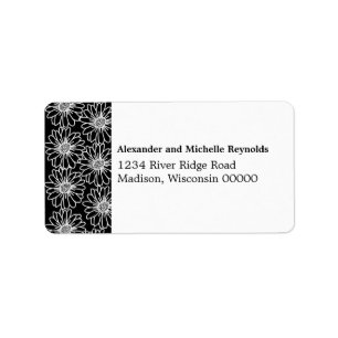 Whimsical Daisies Address Labels, Black Label