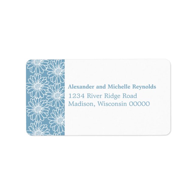 Whimsical Daisies Address Labels, Blue Label (Front)