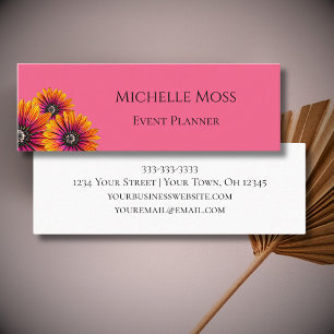 Whimsical Daisies Boho Pink Event Planner Mini Business Card