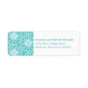 Whimsical Daisies Return Address Labels, Aqua