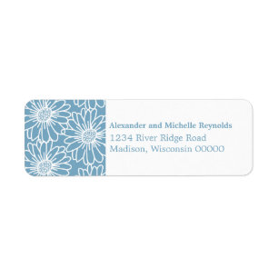 Whimsical Daisies Return Address Labels, Blue