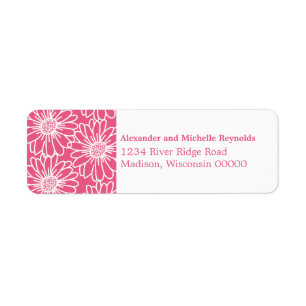 Whimsical Daisies Return Address Labels, Pink