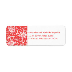 Whimsical Daisies Return Address Labels, Red