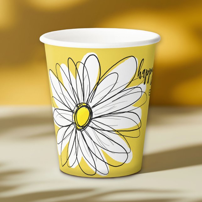Whimsical Daisy - 40th or Custom Birthday Party  Paper Cups (Personalized Paper Cups)