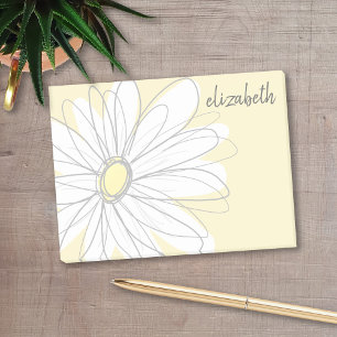 Whimsical Daisy - add your name yellow grey Post-it Notes