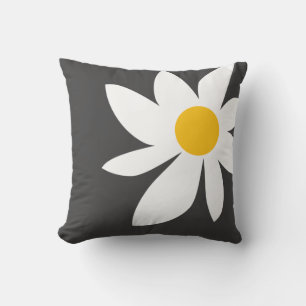 whimsical daisy design bold grey and white cushion