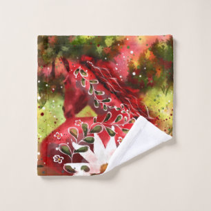 Whimsical Daisy Horse Laying in Field Abstract Art Wash Cloth