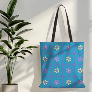 whimsical daisy pattern summer feminine shopping tote bag