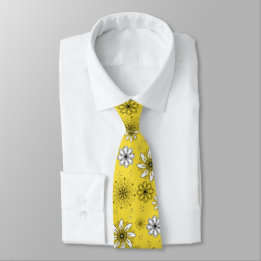 Whimsical Daisy Yellow and White  Tie