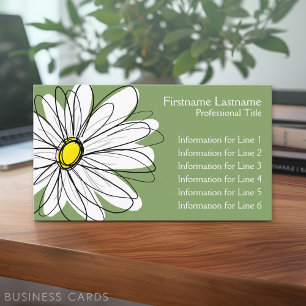 Whimsical Daisy - yellow green Business Card