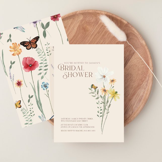 Whimsical Daisy Yellow Wildflowers Bridal Shower Invitation (Whimsical Daisy Yellow Wildflowers Bridal Shower Invitation)