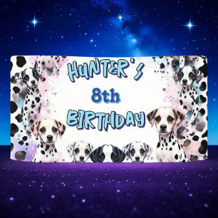 Whimsical Dalmatian Blue Purple Birthday Banner
