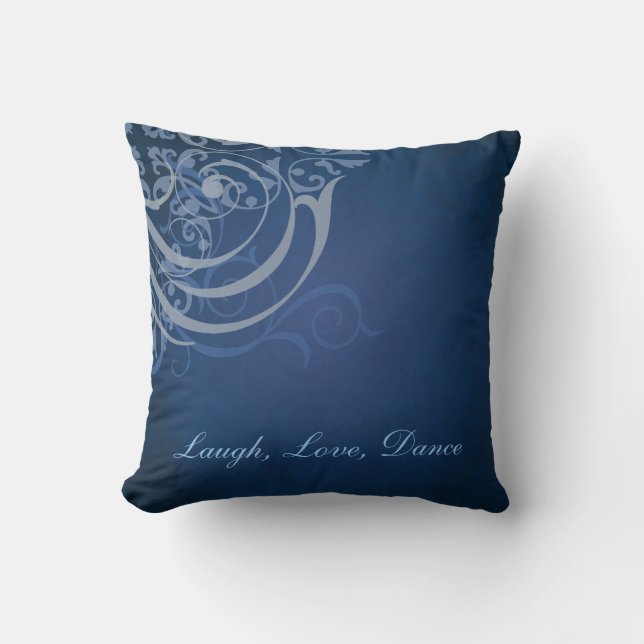 Whimsical Dance Blue Scroll Blue Mojo Pillow (Front)