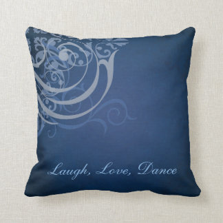 Whimsical Dance Blue Scroll Blue Mojo Pillow