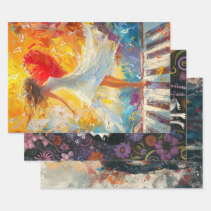 Whimsical Dancer, Skeleton Couple, Whimsical Girl  Wrapping Paper Sheet