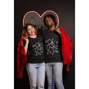 Whimsical Dancing Couple Minimalistic Romantic  T-Shirt