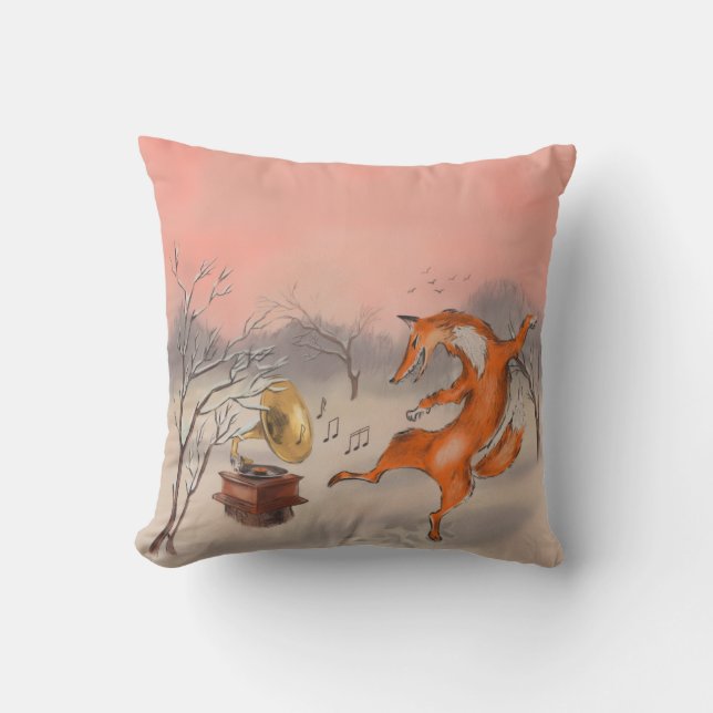 Whimsical Dancing Fox  Nature Inspired Home Decor Cushion (Front)
