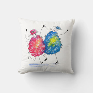 Whimsical Dancing Sheep Cushion