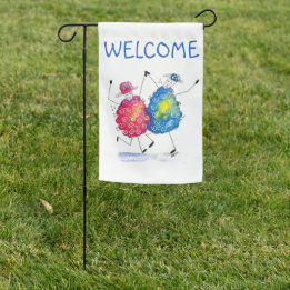 Whimsical Dancing Sheep Garden Flag