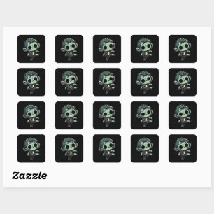 Whimsical Dancing Zombie - Halloween Undead Square Sticker