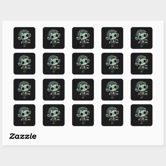 Whimsical Dancing Zombie - Halloween Undead Square Sticker (Sheet)